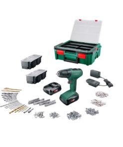 Bộ dụng cụ khoan BOSCH UniversalDrill18 (2x1.5 Ah)  + Systembox + 241 pcs. AC