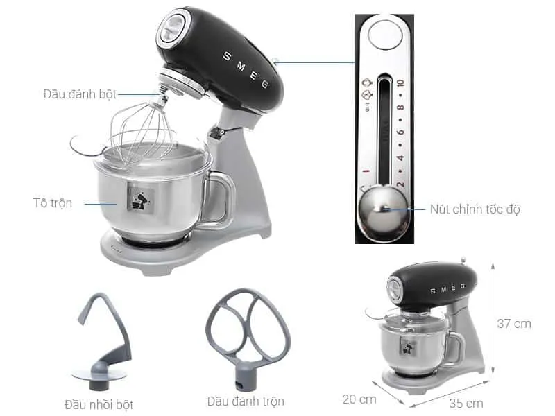 Máy Trộn Bột Smeg SMF02BLEU Black