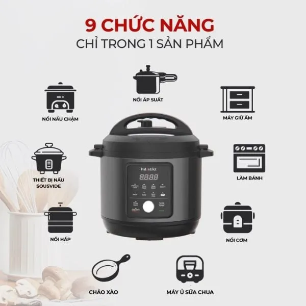 Chất liệu nồi áp suất Instant Pot Essentials 9-in-1 Đa dạng chức năng nấu tiện lợi Chất liệu nồi áp suất Instant Pot Essentials 9-in-1 Đa dạng chức năng nấu tiện lợi